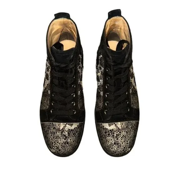 Christian Louboutin Louis Strass Crystal Leopard High Top Sneaker Womens size 39 - Picture 6 of 11